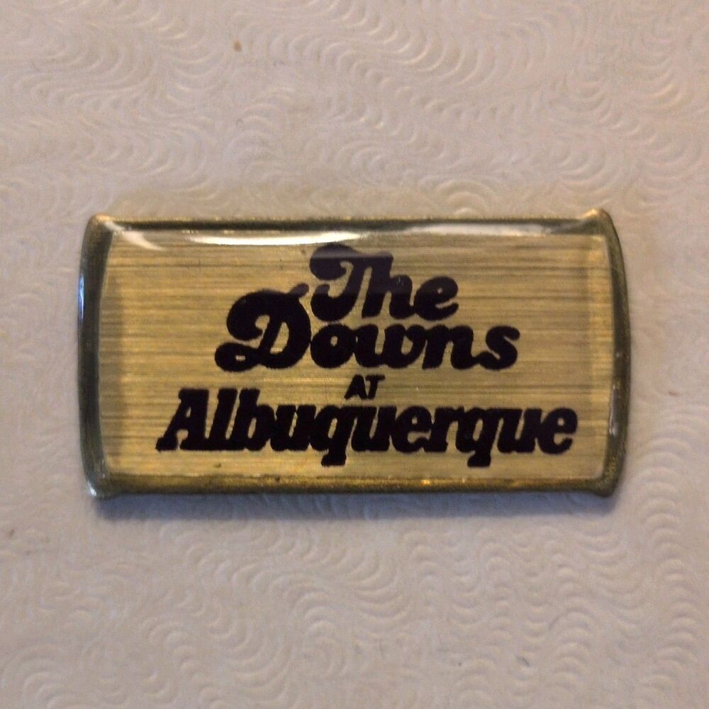 Vintage The Downs at Albuquerque Horse Racing Metal Enamel Pin Black & Gold